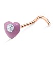 Pink Heart Curved Nose Stud NSKB-784